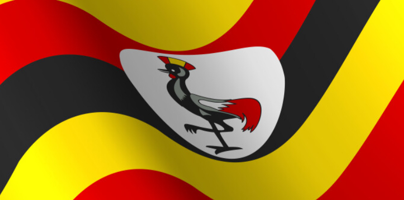 Uganda Flag with Crested Crane